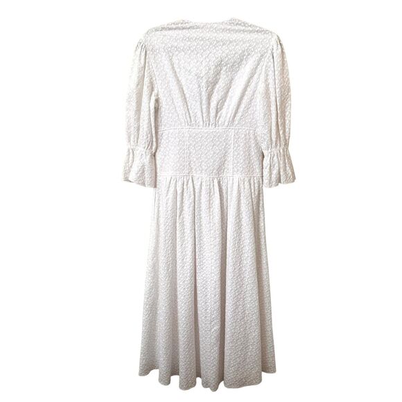 LA VIE REBECCA TAYLOR Leaf Embroidered Button Front Dress White XS - Picture 3 of 7